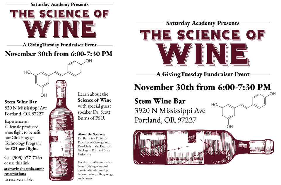 Saturday Academy - The Science of Wine Event Poster &amp; Social Media Post